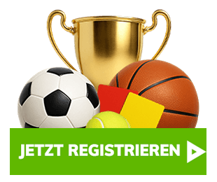 Sport Symbole mit Pokal und Registrieren Button